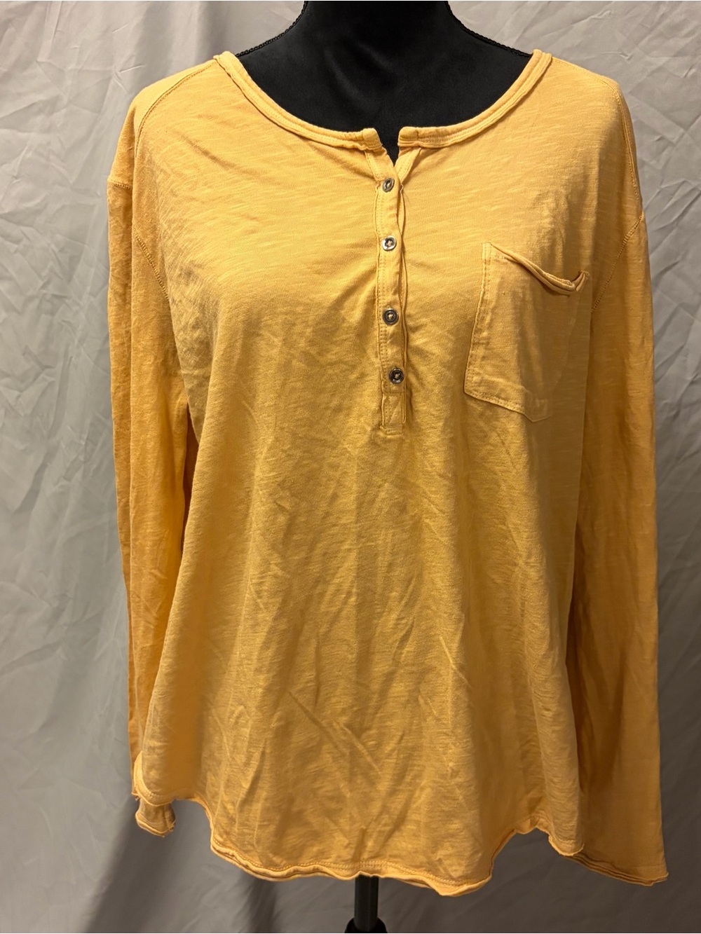 We The Free Mustard Yellow Long-Sleeve Henley Top